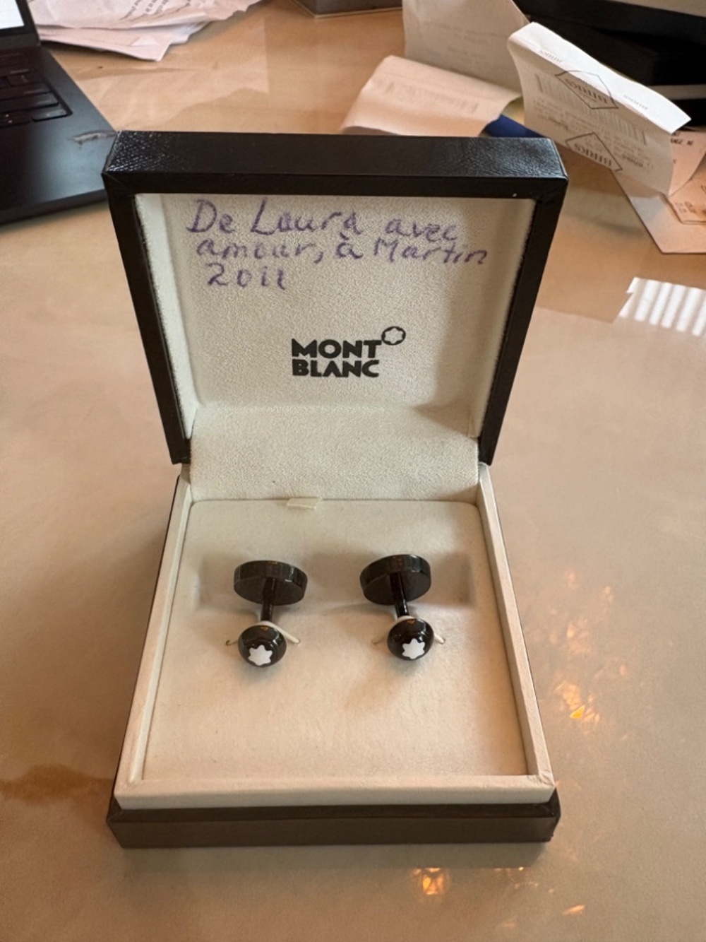 Montblanc Onyx Cufflinks w/ Original Box & Birks Receipt – 2011